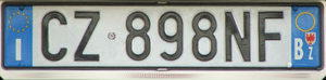 Итальянский номерной знак